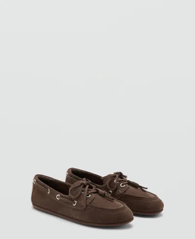 Mango Deck Shoes With Laces Chocolate In Brown