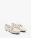 Mango Women's Laces Leather Boat Shoes In White