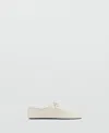Mango Leather Flat In White