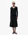 Mango Lapel Collar Knitted Jacket Black In Black