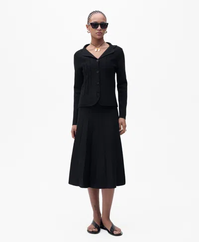 MANGO WOMEN'S LAPEL COLLAR KNIT SWEATER