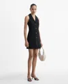 Mango Sleeveless Tuxedo Minidress In Black
