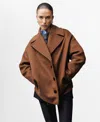 Mango Selection Oversize Short Wool Blend Coat In Brown
