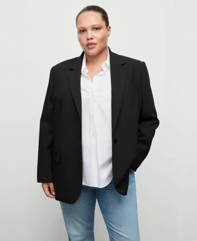 MANGO WOMEN'S LAPEL POCKETS STRAIGHT SUIT JACKET