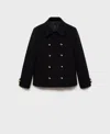 Mango Double-breasted Jacket With Lapels Black In Black