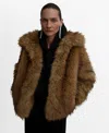 Mango Women's Lapels Fur-effect Jacket In Brown