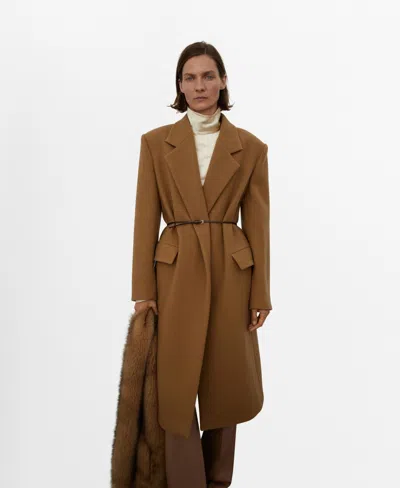 Mango Women's Lapels Wool Coat In Brown