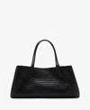 Mango Large Braided Leather Shoulder Bag In Black