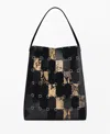 Mango Patchwork Leather Shoulder Bag In Black