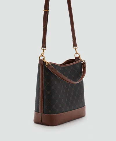 Mango Women's Large Contrast Print Bucket Bag In Brown