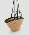 Mango Women's Large Double Handle Natural Fiber Bag In Brown