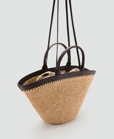 Mango Women's Large Double Handle Natural Fiber Bag In Brown