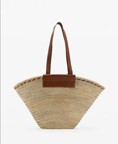 Mango Women's Large Double-handle Natural Fiber Basket Bag In Brown
