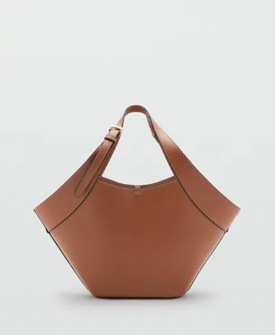 Mango Women's Large Faux-leather Shoulder Bag In Brown