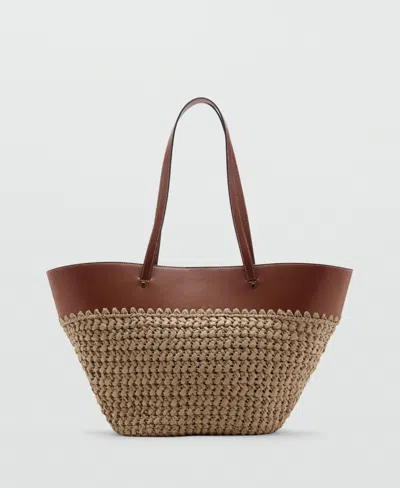Mango Women's Large Natural Fiber Basket Handbag In Brown