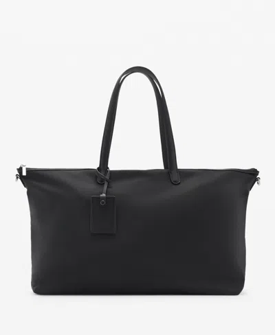 Mango Women's Large Nylon Shopper Bag In Black