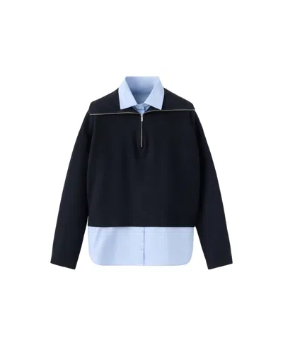 Mango Women's Layered Collared Sweater In Dark Navy