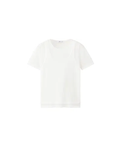 Mango Women's Layered Lightweight Cotton-blend Sweater In White