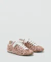 Mango Women's Leather And Fur-effect Trainer Shoes In Multi