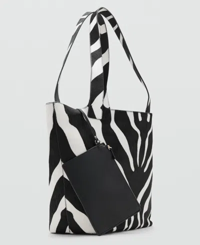 Mango Women's Leather And Fur Tote Bag In Black