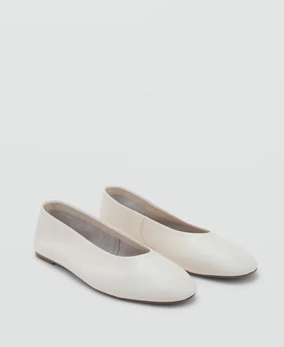 Mango Women's Leather Ballet Flats In White