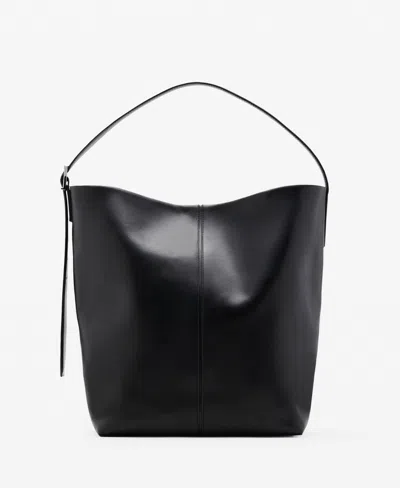 Mango Women's Leather Bucket Bag In Black