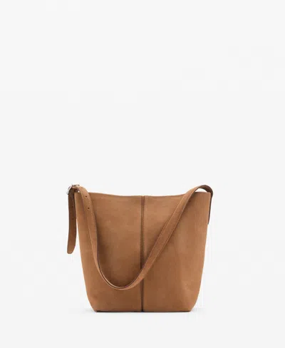 Mango Women's Leather Bucket Bag In Brown