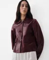 Mango Veste 100 % Cuir Boutons Bordeaux - Femme - S -  In Multi