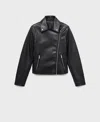 Mango Women's Leather-effect Biker Jacket In Black