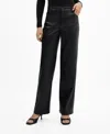 Mango High Waist Straight Leg Faux Leather Pants In Black