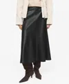 Mango Paris Faux Leather A-line Midi Skirt In Black