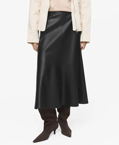 Mango Women's Leather-effect Midi Skirt In Black