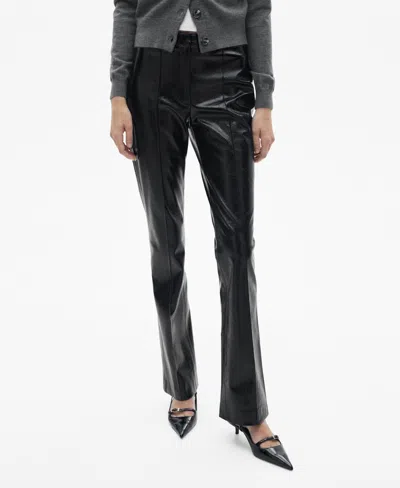 Mango Georgia Faux Leather Pants In Black