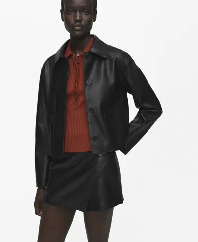 Mango Women's Leather-effect Skort In Black
