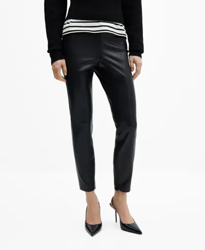 Mango Women's Leather-effect Split Hems Leggings In Black