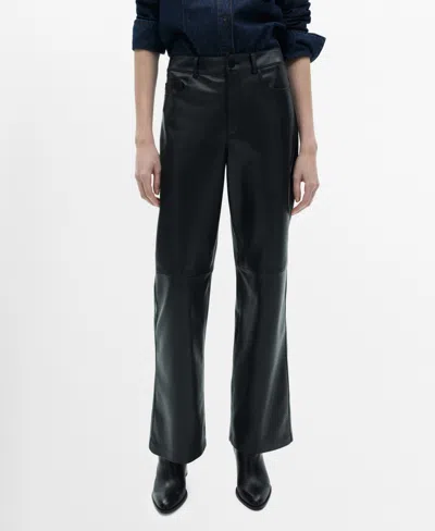 Mango Women's Leather-effect Straight Pants In Black