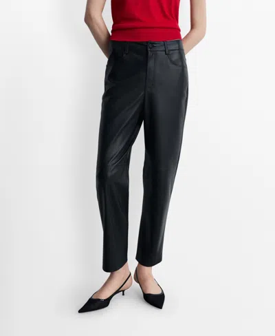 Mango Women's Leather-effect Straight Trousers In Black