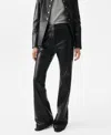 Mango Leather Flare Leg Pants In Black