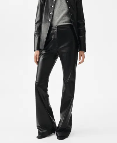 MANGO WOMEN'S LEATHER FLARE PANTS