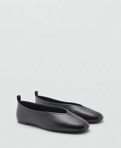 Mango Women's Leather Flat Shoes In Black