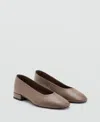 Mango Women's Leather Flat Shoes In Brown
