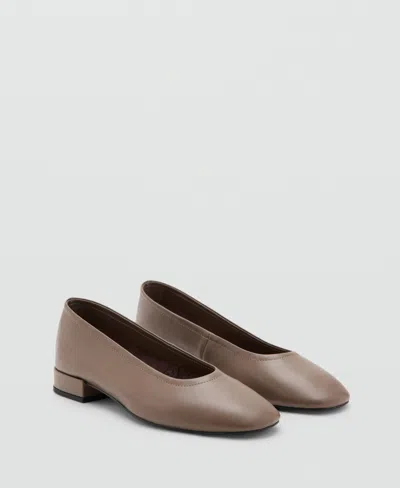 Mango Women's Leather Flat Shoes In Brown