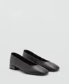 Mango Leather Flat Shoes Chocolate In Brown