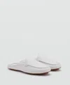 Mango Leather Flat Shoes White In White