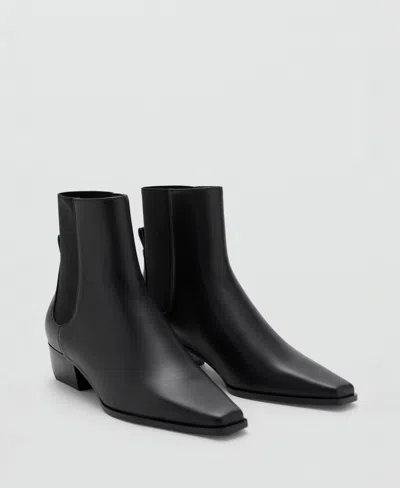 Mango Women's Leather Heeled Boots In Black