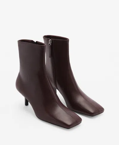 MANGO WOMEN'S LEATHER KITTEN-HEEL ANKLE BOOTS