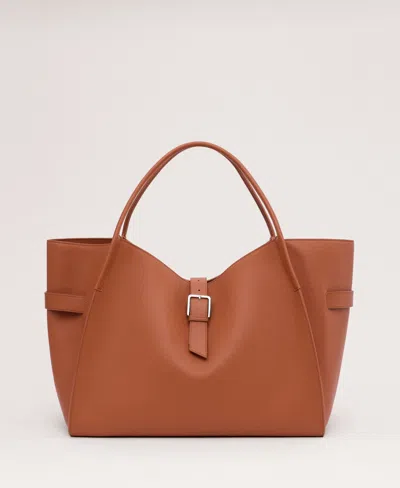 Mango Women's Leather Maxi Shopper Bag In Orange