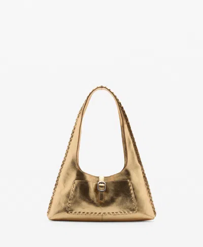 Mango Women's Leather Metallic Bag In Gold