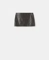 Mango Low Rise Leather Miniskirt In Brown