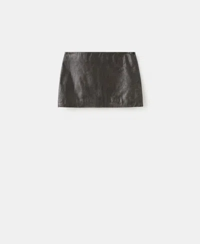Mango Women's Leather Miniskirt In Brown
